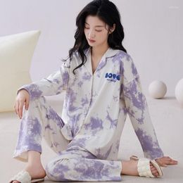 Women's Sleepwear Pyjamas Set Women Homewear Print Cartoon Cute Lounge Pyjama Autumn Comfort Nightwear Pijama Mujer Female Plus Size