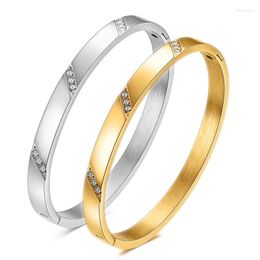 Bangle LETAPI Three Rows Zircon Bracelet Bangles For Women Stainless Steel Clasp Female Jewellery Valentine's Day Gift
