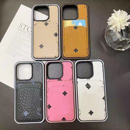 Designer Fashion Phone Cases for iphone 15 15pro 14 14Pro 13 12 11 pro max XR Xsmax Deluxe Leather Print Card Holder Luxury Cellphone Cover 12promax