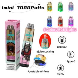 Original Imini 7000 Disposable E Cigarettes Verified Code 0% 2% 3% 5% Strength Rechargeable Battery 15ml Device Vape Pen 20 Flavours Fast Send