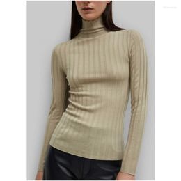 Women's Sweaters 23 Years Autumn And Winter Wool Cashmere Silk Blended 18 Needle Ultrafine Knitted High Collar Underlay Shirt