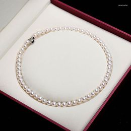 Chains 6-7mm Quality Pearl Necklace In White Real Freshwater Cultured Perfect Circle Flawless Surface Women Luxury Jewelry