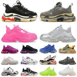 triple s shoes designer sneakers casual men women platform clear sole Black White Grey Red Blue Neon Green Beige Pink mens womens trainers outdoor walking trainer