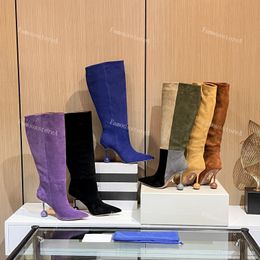 Botas de designer carta mulheres bota sobre o joelho bota meias de malha botas de camurça moda de luxo sexy tornozelo sapatos