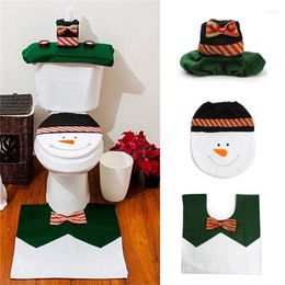 Toilet Seat Covers 1Set Happy Snowman Christmas Bathroom Set Cover Rug Xmas Decoration Year Decorations Adornos De Navidad Promotions