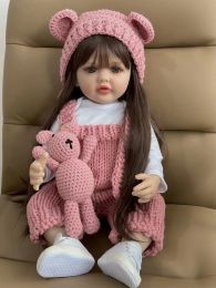 22 Inch Reborn Dolls Realistic Full Silicone Baby Bebe Newborn Girl Doll Princess Toddler Toy Gift