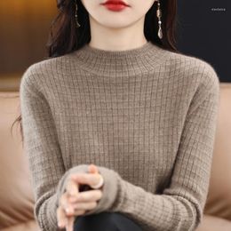 Women's Sweaters Autumn And Winter 100 Pure Wool Knitted Sweater High Neck Solid Color Long Sleeve Jacket Cashmere Casual Top