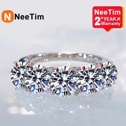 Solitaire Ring NeeTim 5mm 65mm Full for Women S925 Sterling Silver Sparkling Diamond Band Wedding Rings Jewelry GRA 231007