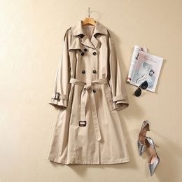 European and American women's clothing 2023 autumn new Long-sleeved suit collar double-breasted Fashion trench coat