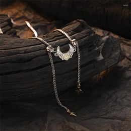 Pendants 925 Sterling Silver Crescent Moon Necklace For Women Original Design Cross Stars Tassel Clavicle Chain Personality Jewellery