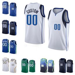 Camisas de basquete personalizadas Luka Doncic Kyrie Irving branco preto azul cidade masculina camisa S-XXL