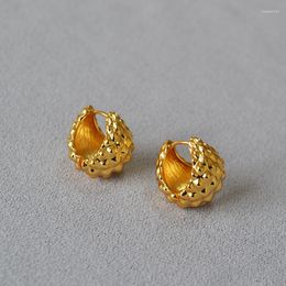 Stud Earrings LONDANY Metal Texture Cold Wind Concave-convex Ripple Pattern Brass Ball Ear Buckle Female