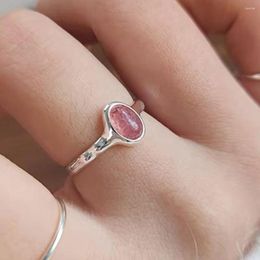 Cluster Rings BF CLUB 925 Sterling For Women Red Stone Fashion Geometric Vintage Handmade Irregular Ring Party Gifts