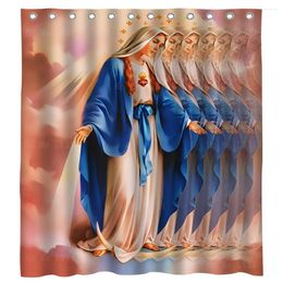 Shower Curtains Virgin Mary Angel Sacred Heart Christian Light From Heaven Bathroom Decor Curtain