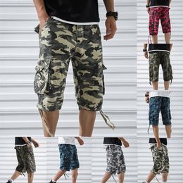 Mens Summer Cotton Cargo Shorts Fashion Camouflage Male Shorts Multi-Pocket Casual Camo Outdoors Tolling Homme Short Pants194L