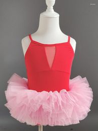 Stage Wear Sleeveless Ballet Girl Kid's Line Dance Latin Elegant Pole Outfits Kids Costume Classical Mesh Patchwork Tutu Clothes