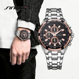 Mens watch watches high quality luxury quartz-battery designer Business three-eye six-pin multi-functional steel belt waterproof watch