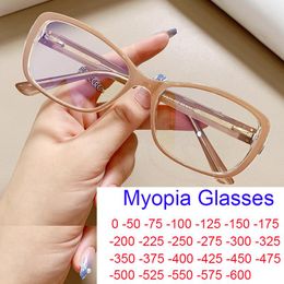 Sunglasses Fashion Computer Anti Blue Light Glasses Men Women Clear Optical Spectacle Luxury Small Frame Myopia Prescription -2.5