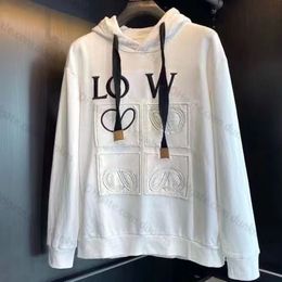 Womens Loewve T-shirt Mens Women Designers Loeweely Hoodie Loewees Print Long Sleeves Hoodies Men Oversize Luxury Lowe Street Tees Trend Top79PK