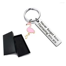 Keychains Motivational Flamingo Keychain Never Forget How Flamazing You Are Round Key Ring Fred22241r