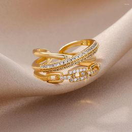 Cluster Rings Eternity Promise Zirconia For Women Handmade Open Adjustable Stainless Steel Ring 2023 Trend Wedding Jewellery Anillos