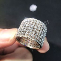 Full Sparkling Cubic Zirconia Wide Rings For Women Fashion Luxury Wedding Bands Finger Accessories Stylish Rings Jewelry