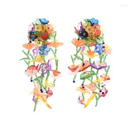 Dangle Earrings For Creative Plastic Tassel Flower Beaded Boho Eardrop Pendant Women Girl Jewelry Gift 97QE