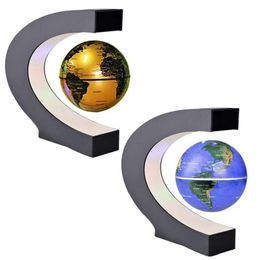 Novelty C Shape LED World Map Floating Globe Magnetic Levitation Light Antigravity Magic Novel Lamp Birthday Home Dec Night lamp243M