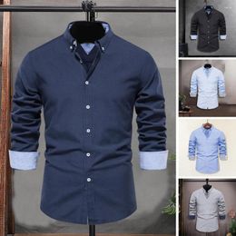 Men's Casual Shirts Long Sleeve Shirt Soft Breathable Cardigan With Lapel Single-breasted Buttons Mid Length For Fall Spring Men Cargo