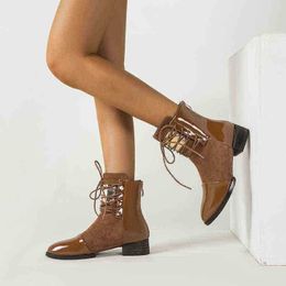 Martin Boots Women Shoes Autumn and Winter Fashion Bandage Thick Heel Lace Up Ankle 220802