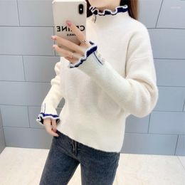 Women's Sweaters White Flocking Fur Furry Plush Spring Pullover O-Collar Warm Sweater Women Girl Pull Slim Top Cloth Outer Coat