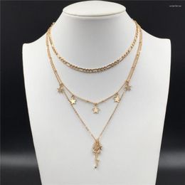 Pendant Necklaces TRENDY NECKLACE GOLD Colour PLATING FLOWER AND STARS FOR WOMEN GIRL