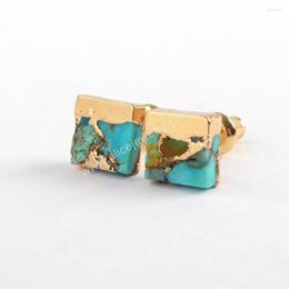 Stud Earrings Mini Small Square For Women Natural Stone Turquoise Geometry Piercing Earring Boho Style Statement Jewellery