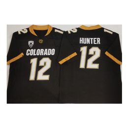 Men college Colorado Buffaloes jersey white black 12 Travis Hunter american football wear university adult size stitched jerseys mix order