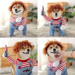 Dog Apparel Pet Deadly Doll Clothing Chucky Cosplay Funny Party Costume Halloween Christmas Clothes For Small Medium Large Dogs