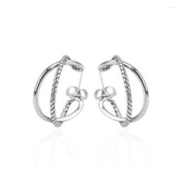 Hoop Earrings HSC David Y Classic Lady 2023 Stud 14-carat Gold-plated Silver Buckle Gift