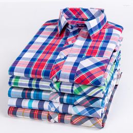 Men's Casual Shirts Plus Size S-8XL Long Sleeve Fashion Cotton Soft Comfortable Thin Red Plaid Young Social Shirt Clothing