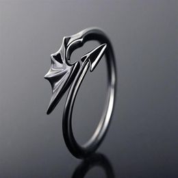 Cluster Rings Punk Style Titanium Brass Koakuma Little Devil Dragon Gothic Evil Vampire Open Ring Party Jewelry Accessories For Me301o