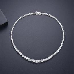 2022 Top Sell Bride Tennis Necklace Sparkling Luxury Jewellery 18K White Gold Fill Round Cut White Topaz CZ Diamond Gemstones Ins Wo317B