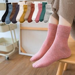 Women Socks Winter Women's Thick Warm Solid Colour Wool Harajuku Retro Cold Resistant Fashion Casual Cashmere