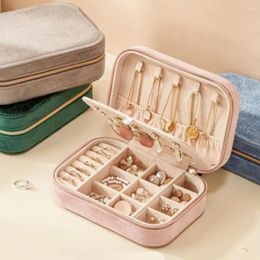 Jewellery Pouches Portable Plush Velvet Box For Travel Earrings Ring Necklace Storage Double-layer High-capacity Organiser