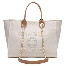 Designer Classic Evening Bags Luxury Handbag Fashion Pearl Brand Label Backpack Womens Beach Handbags Purse Women Canvas Hand Bag Ladies CH00108