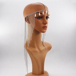 Hair Clips Boho Women's Simulated Pearl Tassel Bohemian Head Chain Jewellery Forehead Dance Headpiece Band Chains Accessory