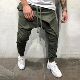 Men's Pants Bottoms Men Harem Low Crotch Mid-rise Double Layer Lace-up For Daily Wear