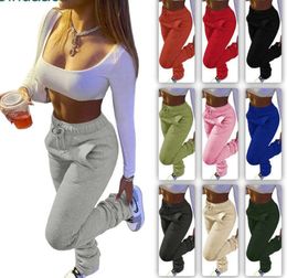 Women Leggings Designer Thickened Sweater Fabric Sports Casual Drawstring Stacked Pants Pocket Solid Colour Trousers 10 Colours fashion