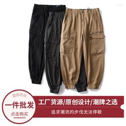Men's Tracksuits Elmsk Japanese Autumn Vintage Multi Pocket Wash Wax Dye Skinny Work Pants Loose Cotton Versatile For Men