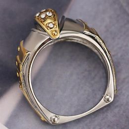 Whole-Luxury designer Fashion Creative Alloy Gold Fish Mouth Shaped Ring Europe and American Men's Accessories r284B