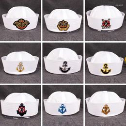 Berets Funny Cosplay Hat For Child Adult Sailors Ship Boat Captain Blue White Military Navy Marine Cap With Anchor Party Prom Props