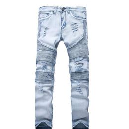 2021 Represent clothing pants slp blue black destroyed mens slim denim straight biker skinny jeans men ripped jeans250o