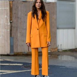 Women's Two Piece Pants Yellow Women Suit 2 Pieces(Jacket Pants) Office Casual Business Custom Made Fashion Suits Jacket With